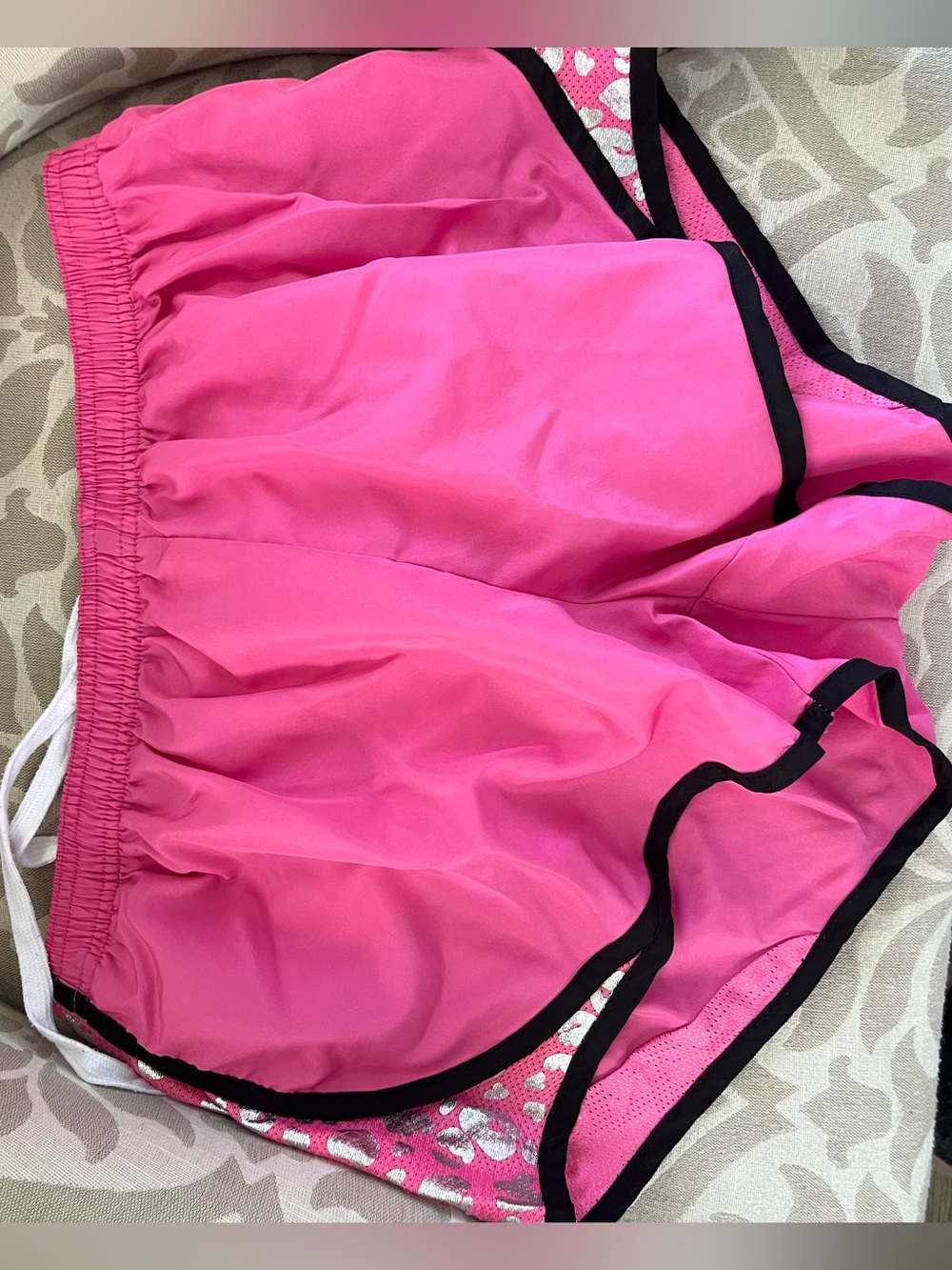 Bright Pink Athletic Shorts with Black Trim